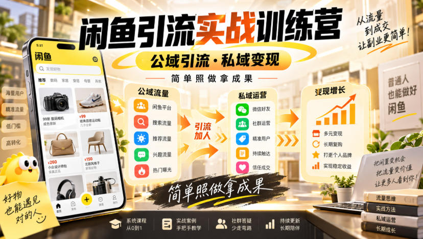 闲鱼引流实战训练营,公域引流·私域变现,简单照做拿成果-续财库