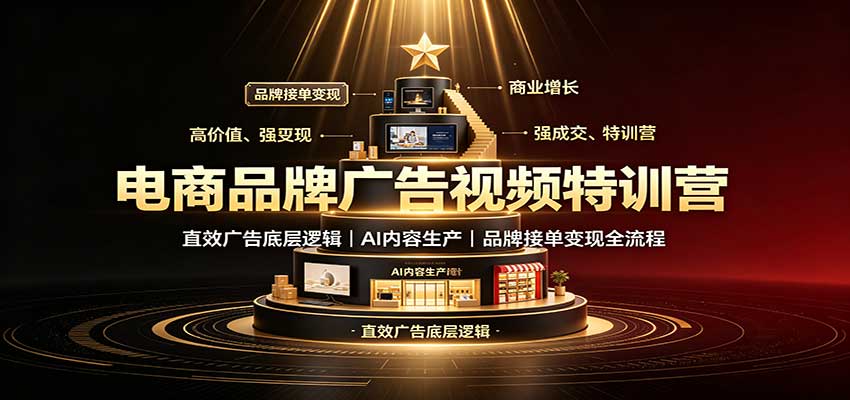 电商品牌广告视频特训：直效广告底层逻辑，AI内容生产，品牌接单变现全流程-续财库