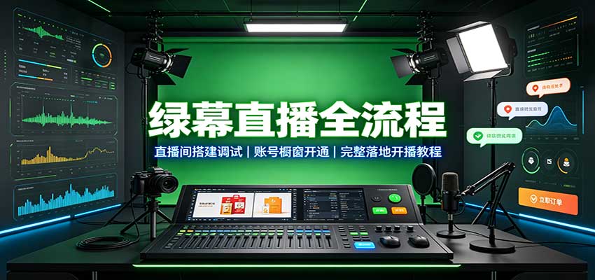 绿幕直播全流程：直播间搭建调试，账号橱窗开通，完整落地开播教程-续财库