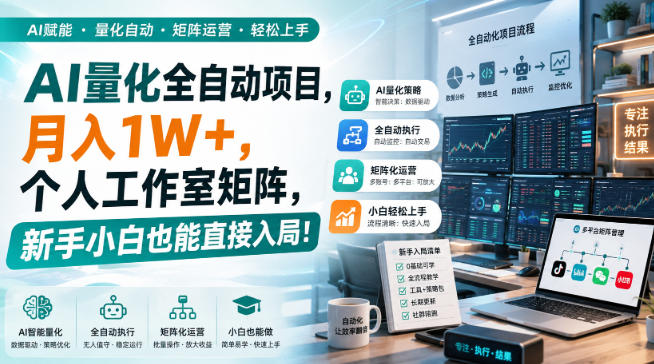 AI量化全自动挂机,月入1W+,个人工作室矩阵,新手小白也能直接入局!-续财库