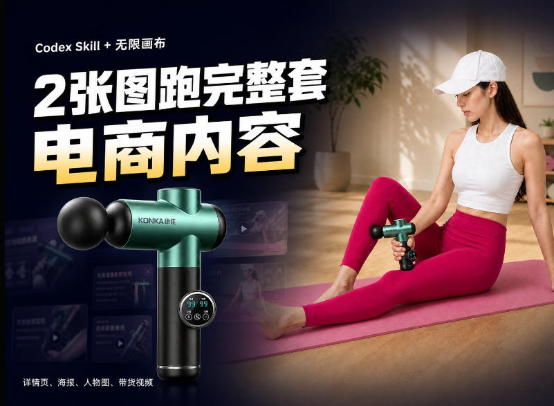 Codex+Skill+无限画布:两张图跑出一整套电商内容-续财库