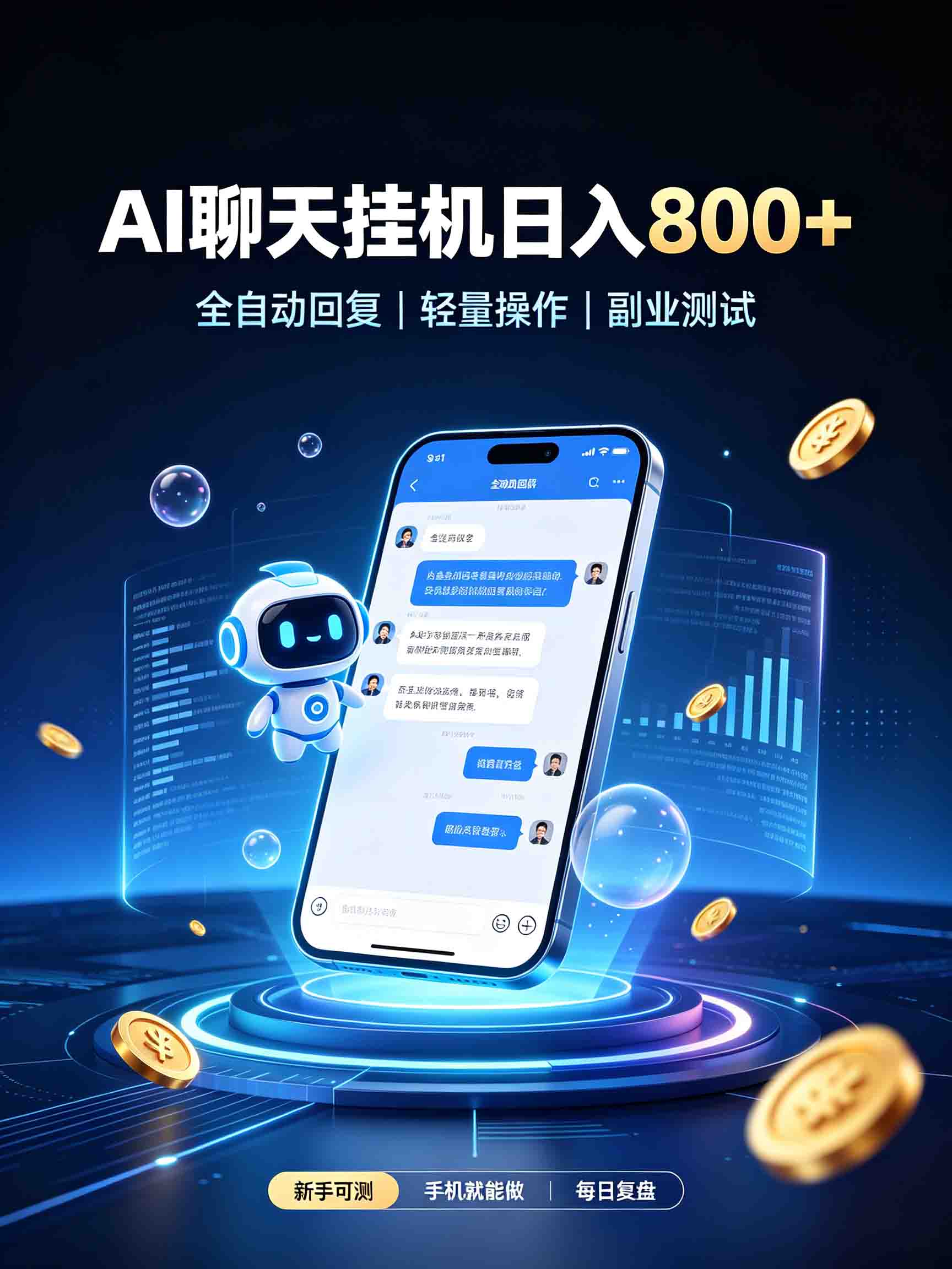 AI聊天挂机,日入800+,适用个人副业,工作室矩阵操作-续财库