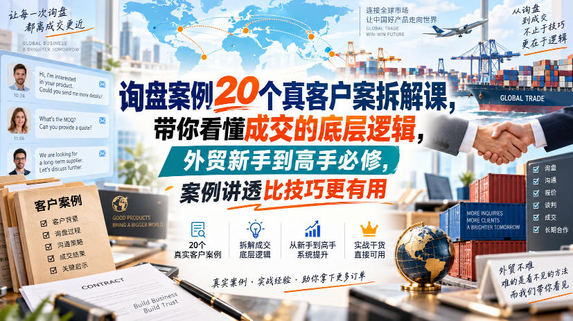 询盘案例20个真客户案拆解课,带你看懂成交的底层逻辑,外贸新手到高手必修,案例讲透比技巧更有用-续财库