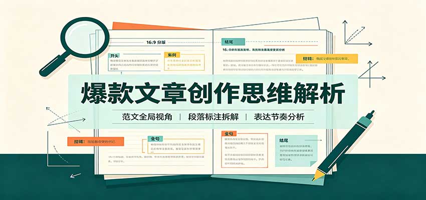 爆款文章创作思维解析：全局视角拆解范文，梳理行文逻辑，搭配真实拆文实操案例-续财库