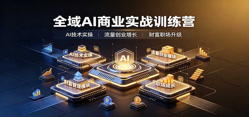 全域AI商业实战训练营：涵盖AI技术实操、流量创业、财富管理与职场成长全体系内容-续财库