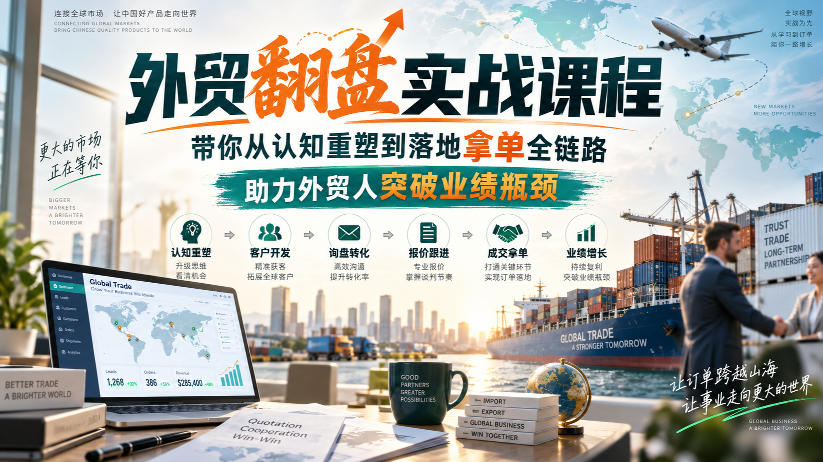 外贸翻盘实战课程,带你从认知重塑到落地拿单全链路,助力外贸人突破业绩瓶颈-续财库