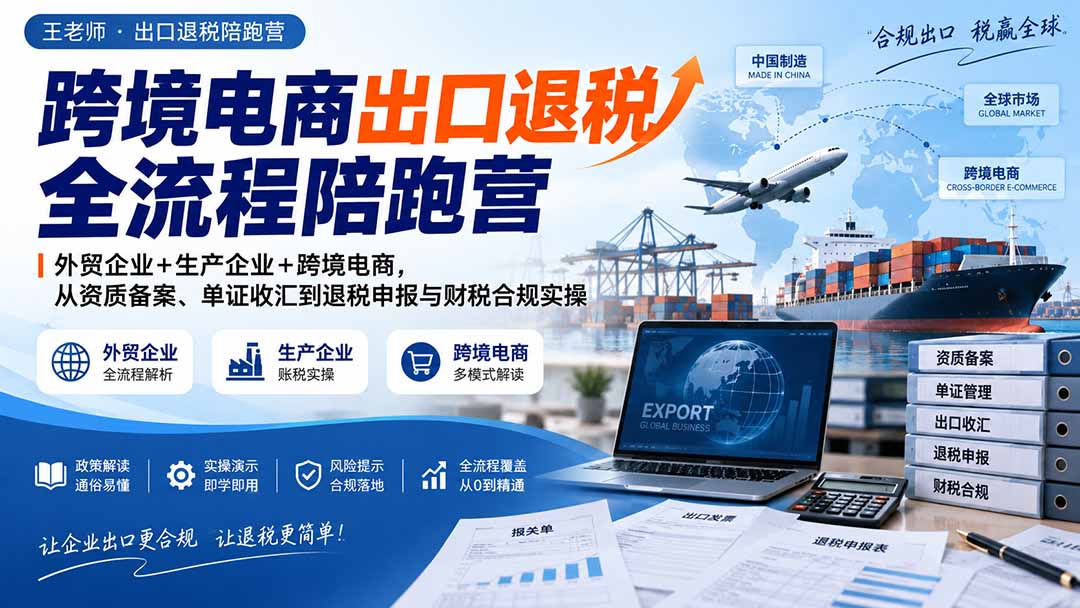 跨境电商出口退税全流程陪跑营｜外贸企业+生产企业+跨境电商，从资质备案、单证收汇到退税申报与财税合规实操-续财库