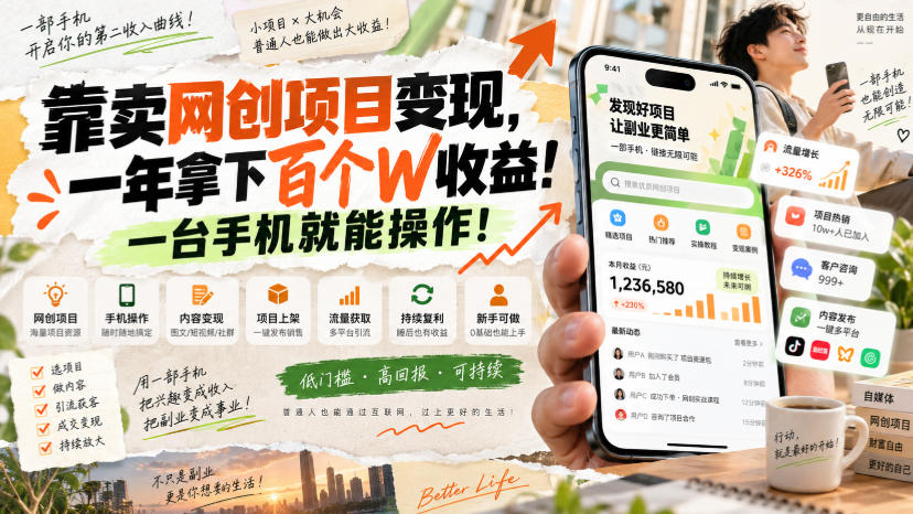 网创小程序虚拟资料变现，一年拿下百万收益，一部手机就可以做，0成本变现副业！-续财库