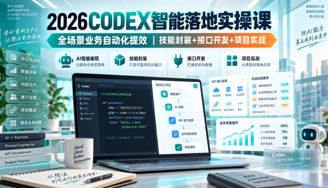 2026Codex智能落地实操课，全场景业务自动化提效，技能封装+接口开发+项目实战-续财库