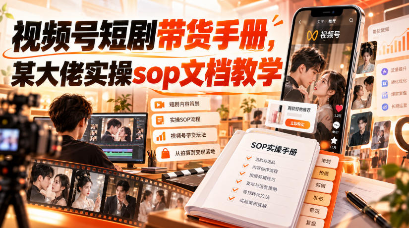 视频号短剧带货手册，某大佬实操sop文档教学-续财库