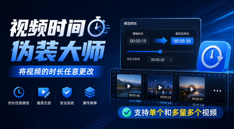 视频时间伪装大师，将视频的时长任意更改，支持单个和多量多个视频-续财库