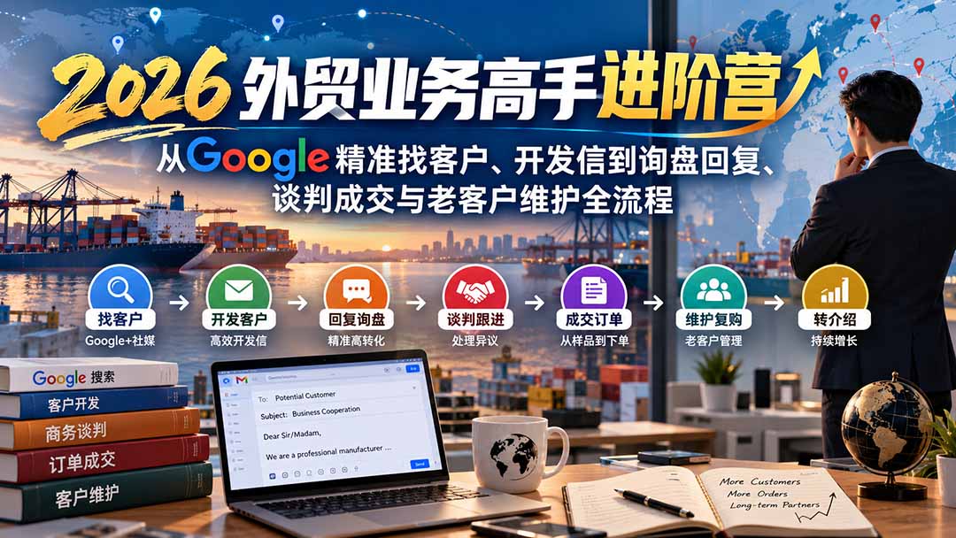 2026外贸业务高手进阶营：从Google精准找客户、开发信到询盘回复、谈判成交与老客户维护全流程-续财库