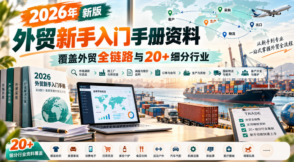 2026年新版外贸新手入门手册资料，覆盖外贸全链路与20+细分行业-续财库