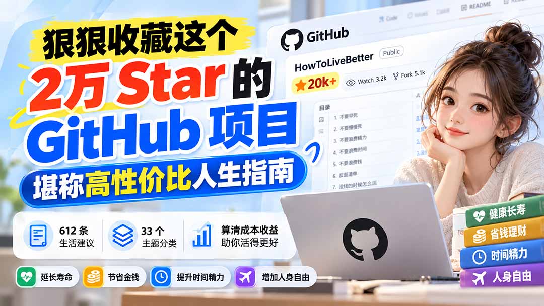狠狠收藏这个 2 万 Star 的 GitHub 项目，堪称高性价比人生指南。-续财库