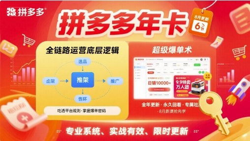 拼多多年卡,拼多多全链路运营底层逻辑,超级爆单术【更新26年10月】-续财库