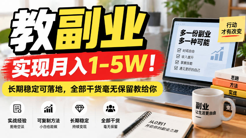 “教副业”实现月入1-5W!长期稳定可落地,全部干货毫无保留教给你【揭秘】-续财库