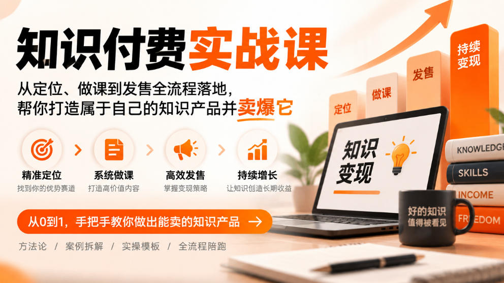 知识付费实战课:从定位、做课到发售全流程落地,帮你打造属于自己的知识产品并卖爆它-续财库