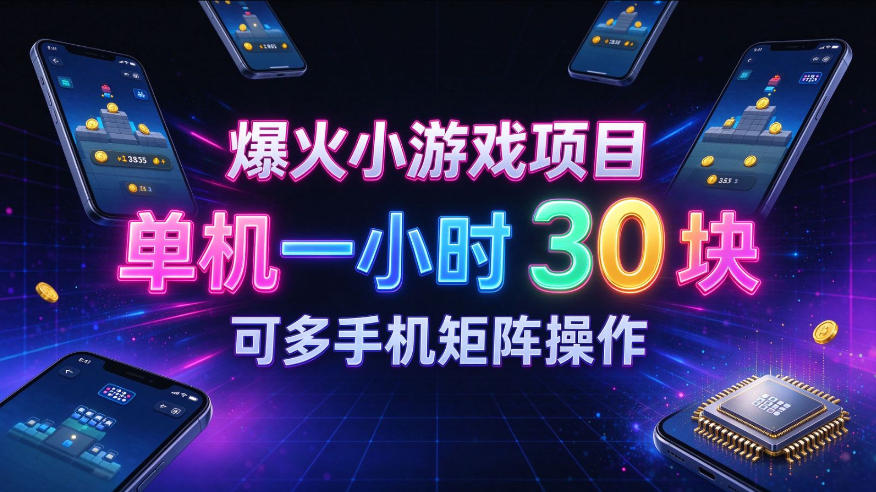 爆火小游戏撸金项目,实测单机一小时30+,可多手机矩阵操作,新手看完一遍就能上手【揭秘】-续财库