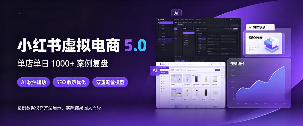 小红书虚拟电商5.0，单店单日1000+，AI软件+SEO收录，双重流量稳定出单【揭秘】-续财库