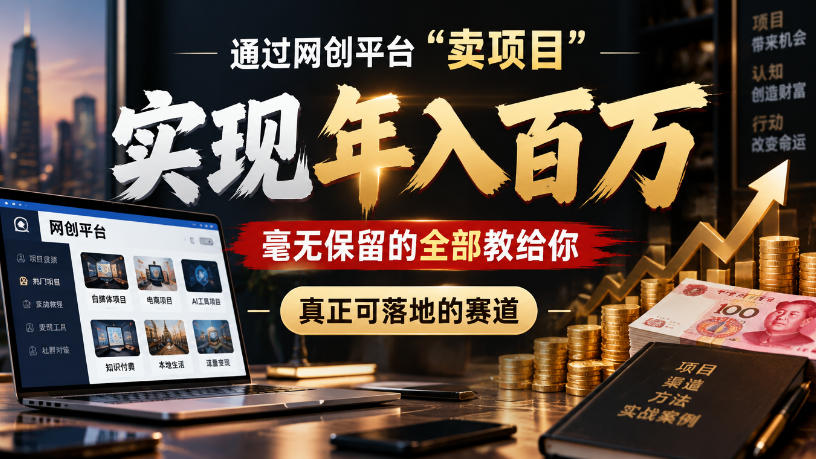 通过网创平台“卖项目”实现年入100w,毫无保留的全部教给你,真正可落地的赛道【揭秘】-续财库