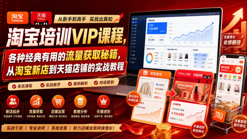 淘宝培训VIP课程,各种经典有用的流量获取秘籍,从淘宝新店到天猫店铺的实战教程(更新10月04日)-续财库
