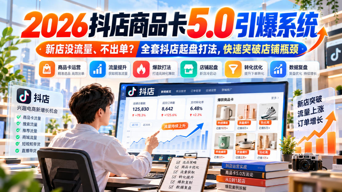 2026抖店商品卡5.0引爆店铺流量,新店没流量、不出单?全套抖店起盘打法,快速突破店铺瓶颈-续财库