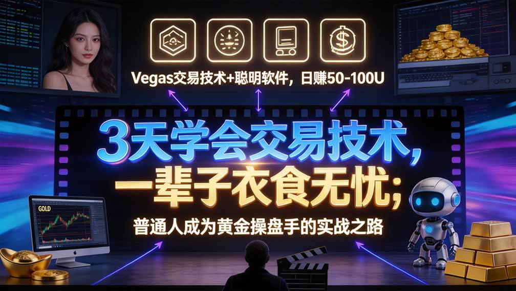“顺势而为交易系统”3天学会交易技术,聪明软件辅助,小白也能看懂趋势交易,日入30-100U,长期稳定-续财库