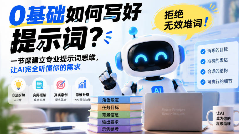 0基础如何写好提示词，拒绝无效堆词！一节课建立专业提示词思维，让AI完全听懂你的需求-续财库