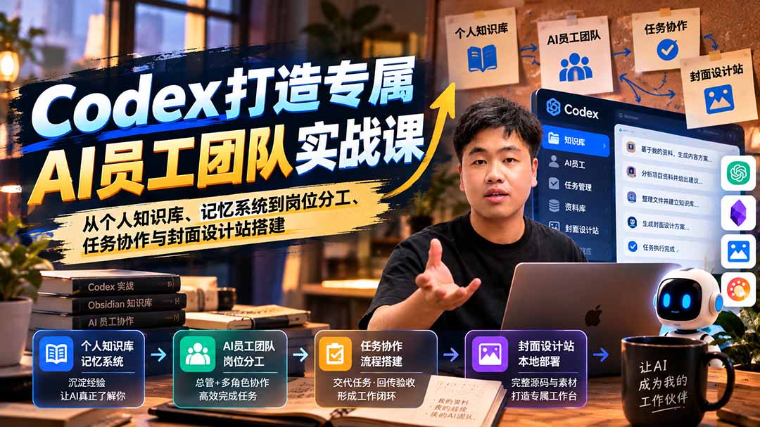 【无水印】Codex打造专属AI员工团队实战课:从个人知识库、记忆系统到岗位分工、任务协作与封面设计站搭建-续财库