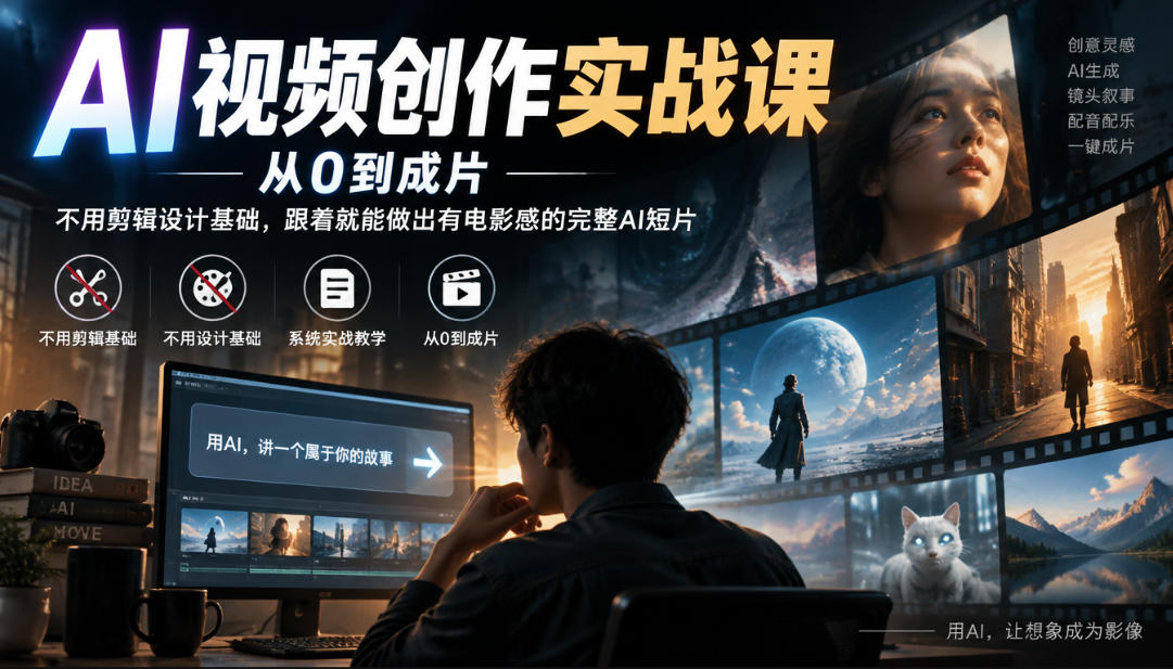 AI视频创作实战课,从0到成片,不用剪辑设计基础,跟着就能做出有电影感的完整AI短片-续财库