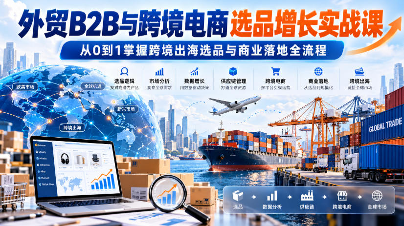 外贸B2B与跨境电商选品增长实战课，从0到1掌握跨境出海选品与商业落地全流程-续财库