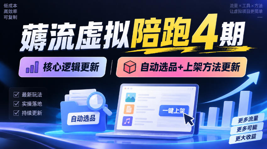 薅流虚拟陪跑4期丨核心逻辑更新丨自动选品+上架方法更新-续财库