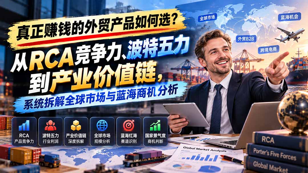 真正赚钱的外贸B2B产品如何选？从RCA竞争力、波特五力到产业价值链，系统拆解全球市场与蓝海商机分析-续财库