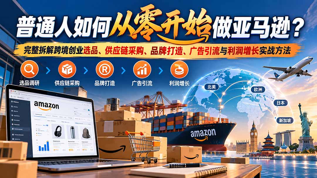 普通人如何从零开始做亚马逊?完整拆解跨境创业选品、供应链采购、品牌打造、广告引流与利润增长实战方法-续财库