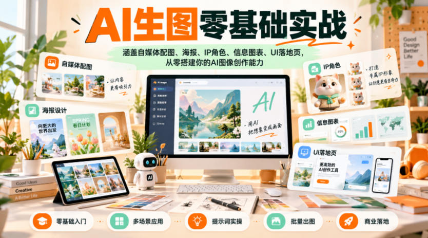 AI生图零基础实战,涵盖自媒体配图、海报、IP角色、信息图表、UI落地页,从零搭建你的AI图像创作能力-续财库