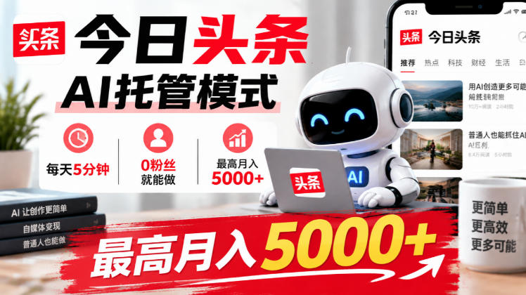 今日头条AI托管模式,每天5分钟,0粉丝就能做,最高月入5000+【揭秘】-续财库