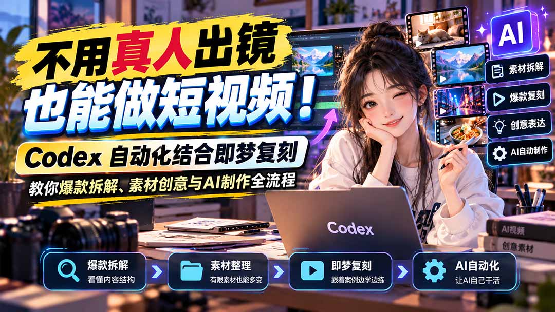 不用真人出镜也能做短视频！Codex自动化结合即梦复刻，教你爆款拆解、素材创意与AI制作全流程-续财库