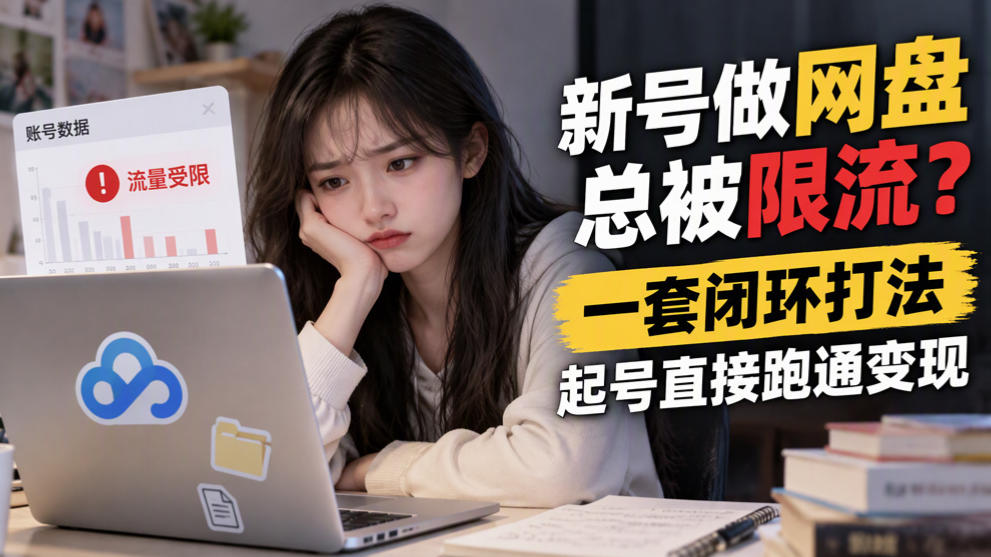 新号做网盘总被限流？一套闭环打法，起号直接跑通变现-续财库