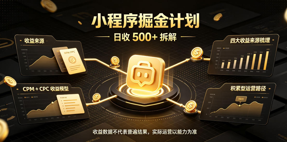 小程序推广计划，日收500+，腾讯官方打款，客户留存率高，收益长期稳定【揭秘】-续财库