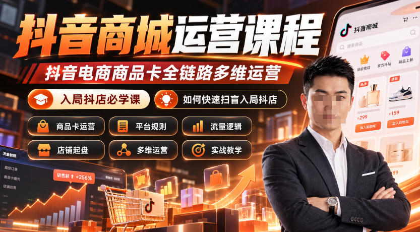 抖音商城运营课程,抖音电商商品卡全链路多维运营,入局抖店必学课, 如何快速扫盲入局抖店(更新1017)-续财库