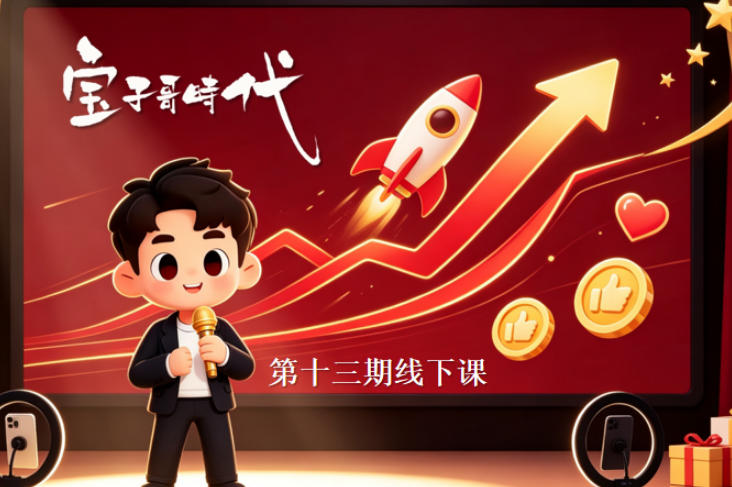 宝子哥抖音直播第13期VIP线下课9月5-6日，26年最值得看的直播课程，快速突破直播间流量瓶颈，打造高效起号闭环-续财库
