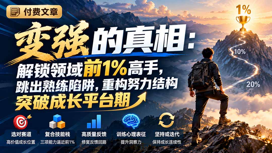 付费文章：变强的真相：解锁领域前1%高手，跳出熟练陷阱，重构努力结构突破成长平台期-续财库