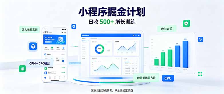 一部手机日入500+，微信小程序掘金计划，四种收入来源，长期稳定可靠-续财库