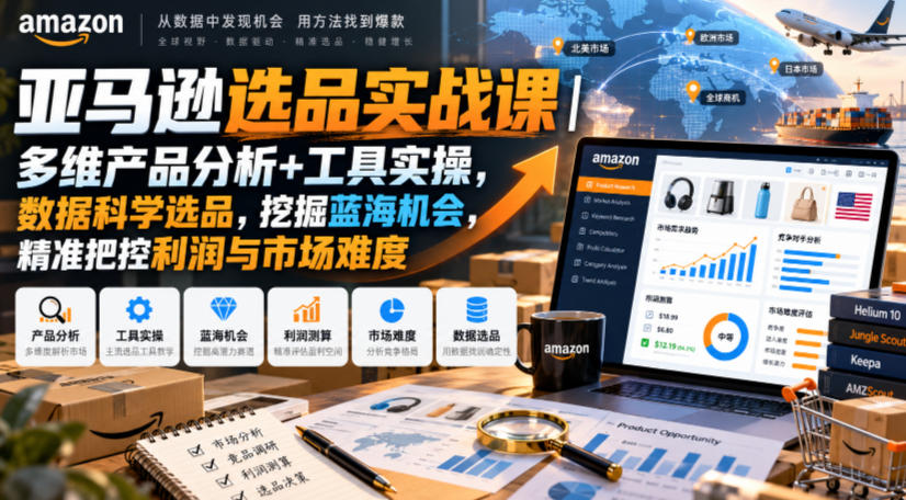 亚马逊选品实战课｜多维产品分析+工具实操，数据科学选品，挖掘蓝海机会，精准把控利润与市场难度-续财库