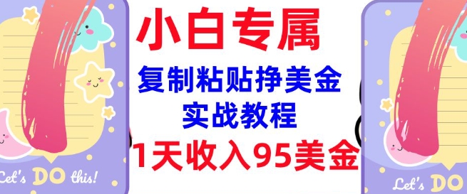复制粘贴挣美金，0门槛，1天收入95美刀，3分钟学会，内部教程(首次公开)-续财库