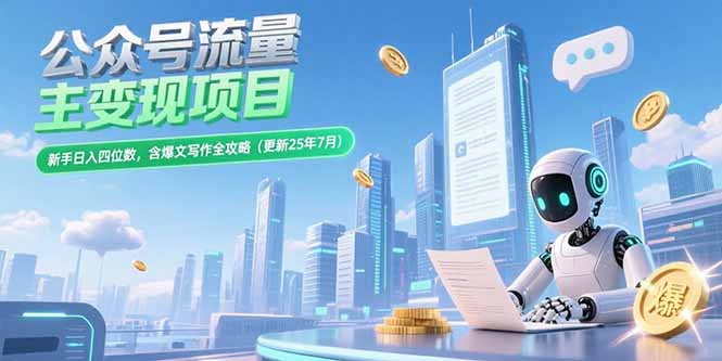 公众号流量主变现项目，新手日入四位数，含爆文写作全攻略(更新25年7月-续财库