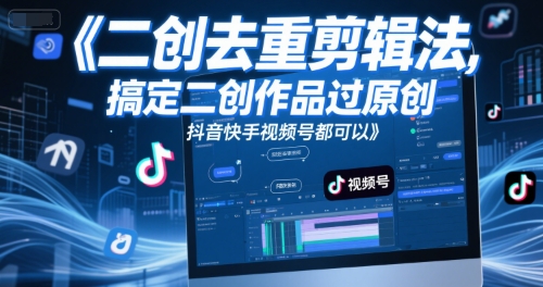 短视频二创去重剪辑法,搞定二创作品过原创,抖音快手视频号都可以-续财库