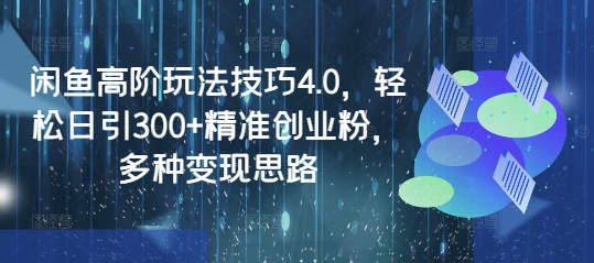 闲鱼高阶玩法技巧4.0,轻松日引300+精准创业粉,多种变现思路-续财库