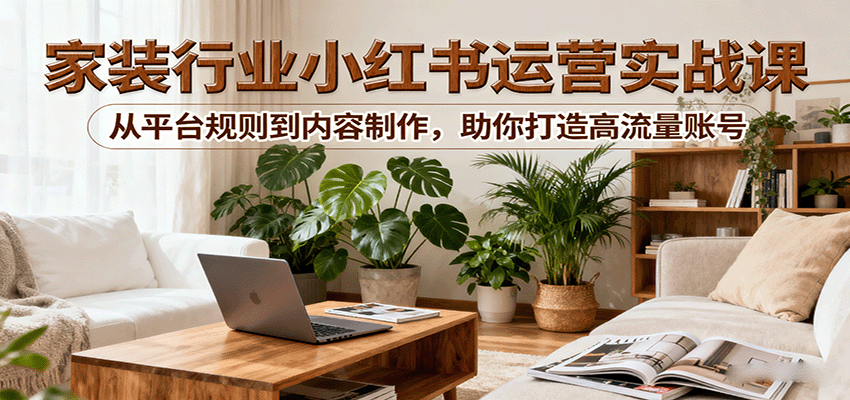 小红书家装行业运营实战课:从平台规则到内容制作,助你打造高流量账号-续财库