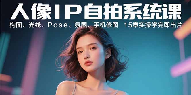 人像IP自拍系统课:构图、光线、Pose、氛围、手机修图 15章实操学完即出片-续财库